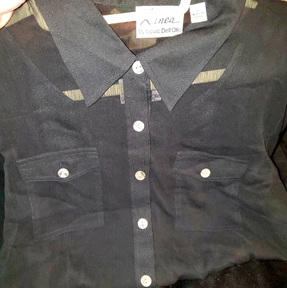 Sheer collared button up. Super cute - Picture 8 of 8